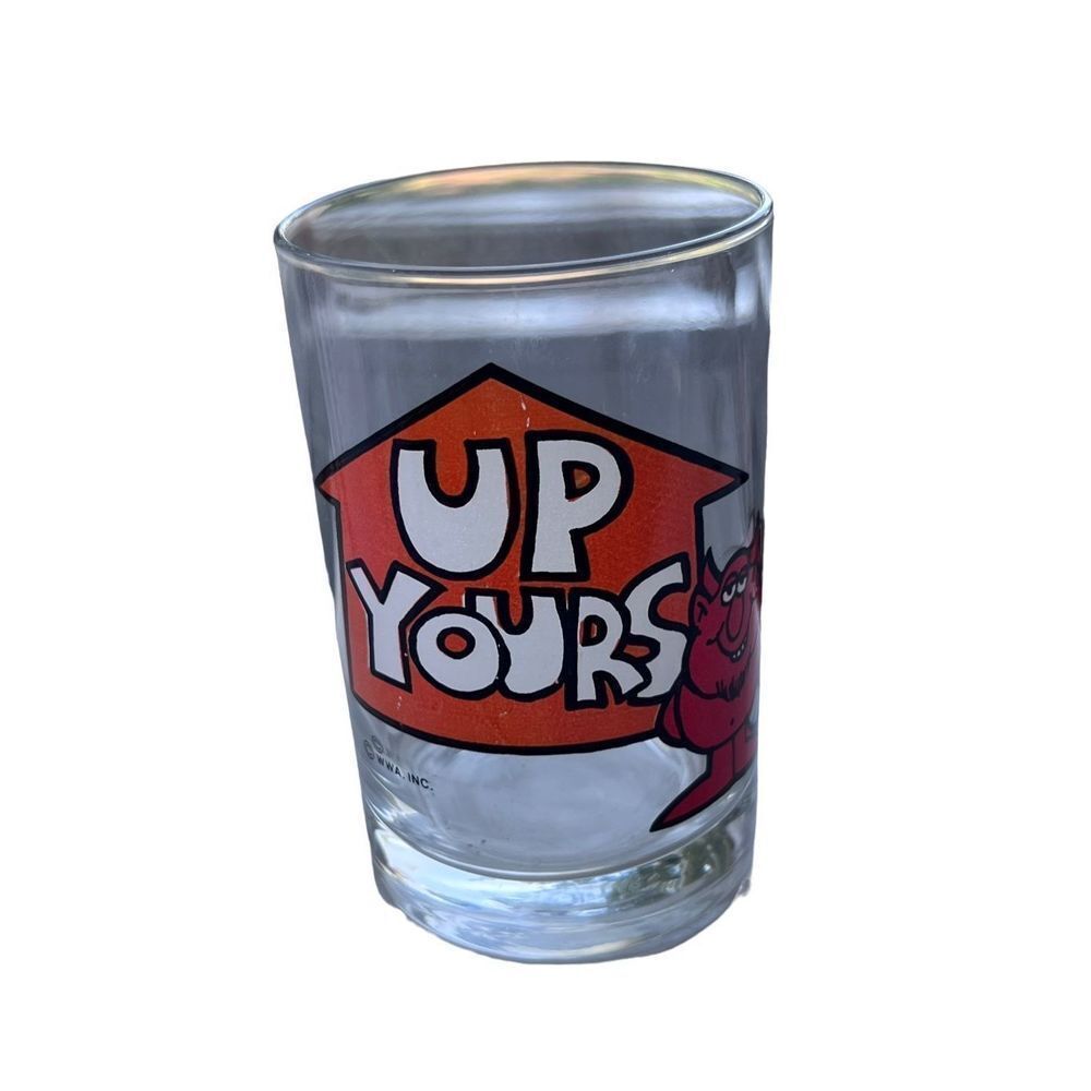 Vintage One Glass Up Yours Print Shot Glass Vodka